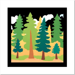 Pine tree forest Posters and Art